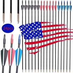 24pcs 31″ Fiberglass Arrows Training Arrow Durable Shaft Blunt Tip Shot Archery