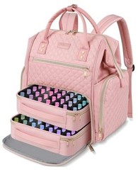Nail Polish Organizer Bag Backpack Holds 70+ Bottles(15ml/0.5 fl.oz) Large Pink