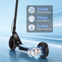 LADPED LP65 250W Kick Electric Scooter Black LED Display 3 Speeds Kids