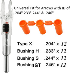 12 Pack X Lighted Nocks Universal Fit for Arrows with ID .204/.233/.244/.246 Lig