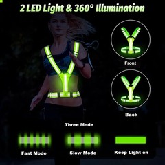 Adjustable LED Running Light Safety Vests With USB Charging Cable High Visibilit