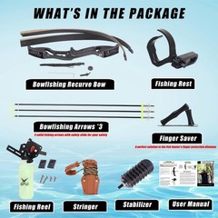 SOPOGER Archery Bowfishing Bow Kit – Powful 45lbs Bow Fishing Combos Kit with…