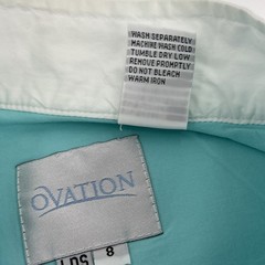Ovation Womens Teal Equestrian Show Shirt Short Sleeve Cotton Blend Size 8