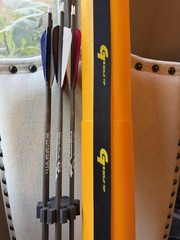 Gold Tip Warrior 500 Arrows, Set Of 6 With Arrow Tube Red Blue Carbon