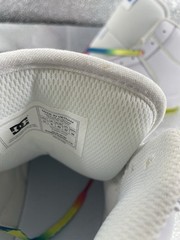 DC Unisex woman’s White Multicolor High Top Sneakers Rainbow Laces Size 10