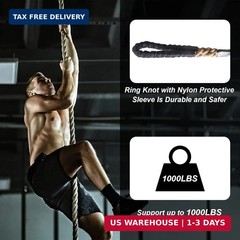 Climbing Rope Gym Exercise Ropes – 1.5 Inch Diameter 10FT 15FT 20FT 25FT 30FT 35