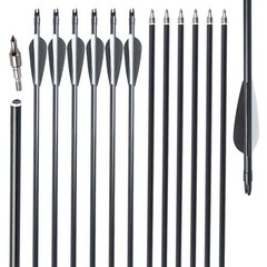 12Pcs 30“ Fiberglass Arrows Spine 500 OD 8mm Archery Plastic Feather F Shooting