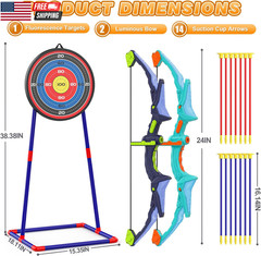 2 Pack Bow and Arrow Set for Kids, Light up Archery Set with 14 Suction Cup Arro