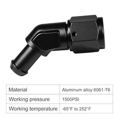 6AN Female to 5/16 Barb 45 Degree Swivel Hose Fitting 6AN to 5/16 45Degree