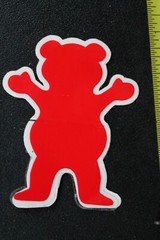 GRIZZLY Skateboard Grip Tape Clear Red OG Z61B Vintage Skateboarding STICKER