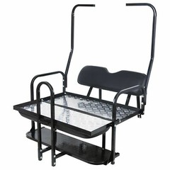 For 1982-2000 Club Car DS Golf Cart Flip Folding Rear Seat Kit w/ Grab Bar black