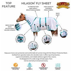 HILASON Fly Sheet for Horses Summer Mesh UV Protection Turquoise