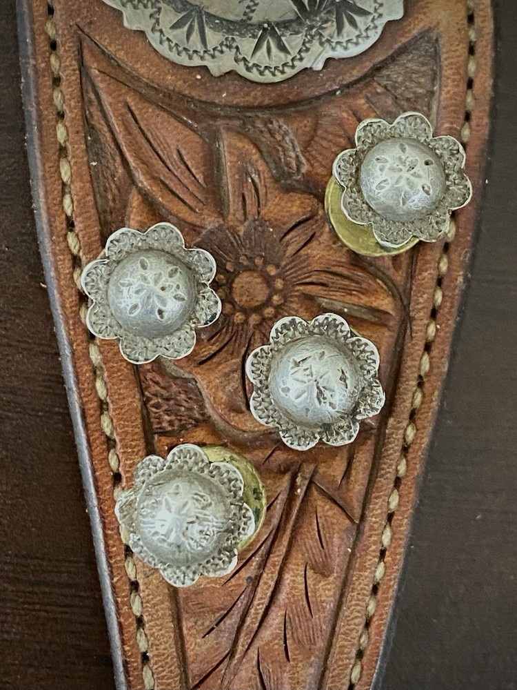 4 Vintage Sterling Silver Bit End Conchos Bridle Chaps Headstall Hatband
