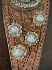 4 Vintage Sterling Silver Bit End Conchos Bridle Chaps Headstall Hatband