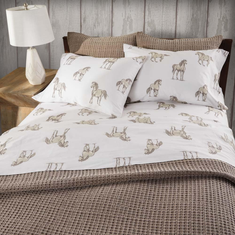 Rod’S Easy Rider Western Queen Sheet Set – Tan & Brown – 4 Piece Cotton