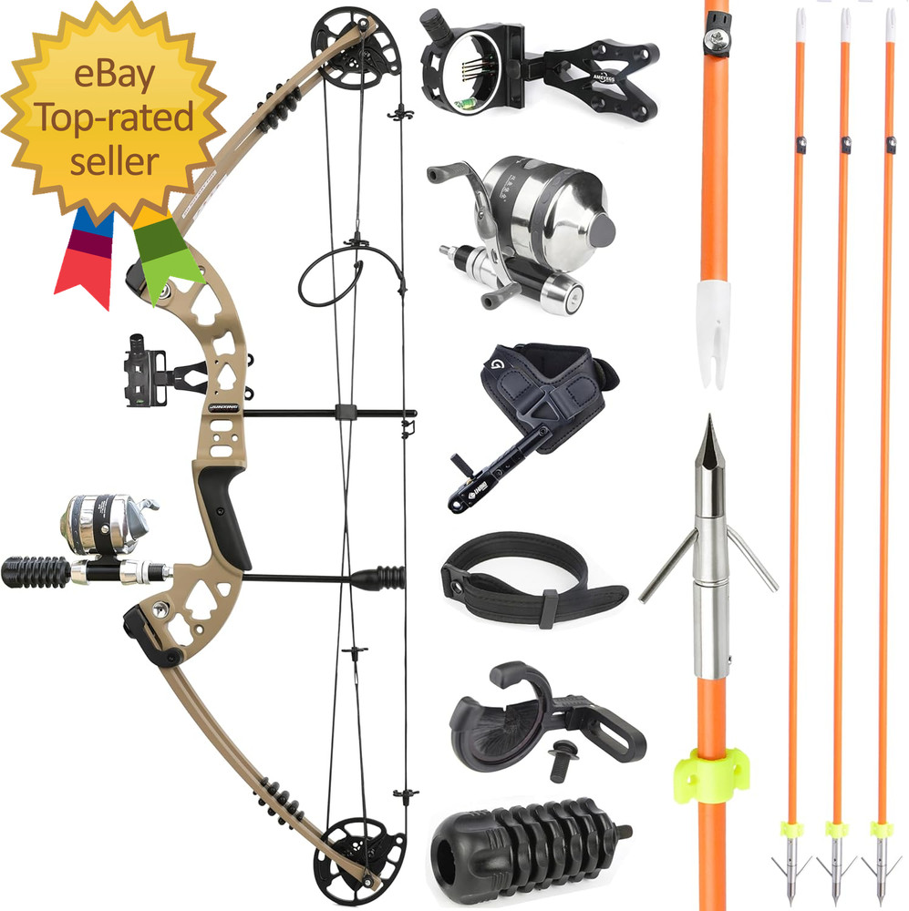 Bowfishing Compound Bow Kit with Bowfishing Reel Bow Fishing Arrows 30 55Lbs