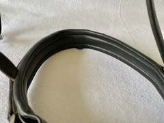 SCHOCKEMOHLE Gently Used PADDED Black FULL Horse BRIDLE~Crank Nose~Crystal Brow