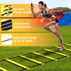 Yes4All Agility Ladder Speed Training Equipment Set – 1 Adjustable Agility La…