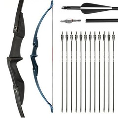 Archery 57″ Takedown Recurve Bow Set 12 Pcs 30 Inch Fiberglass Practice Arrows