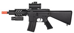DOUBLE EAGLE CQC ELECTRIC AEG AIRSOFT RIFLE BB GUN W/FLASHLIGHT & SCOPE