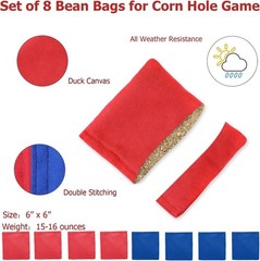 UKASE Solid Wood Regulation Size Cornhole Set Portable Bean Bags Toss Game with