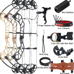 Archery Adjustable 19-70lbs Compound Bow Carbon Arrows Target Hunting Shooting