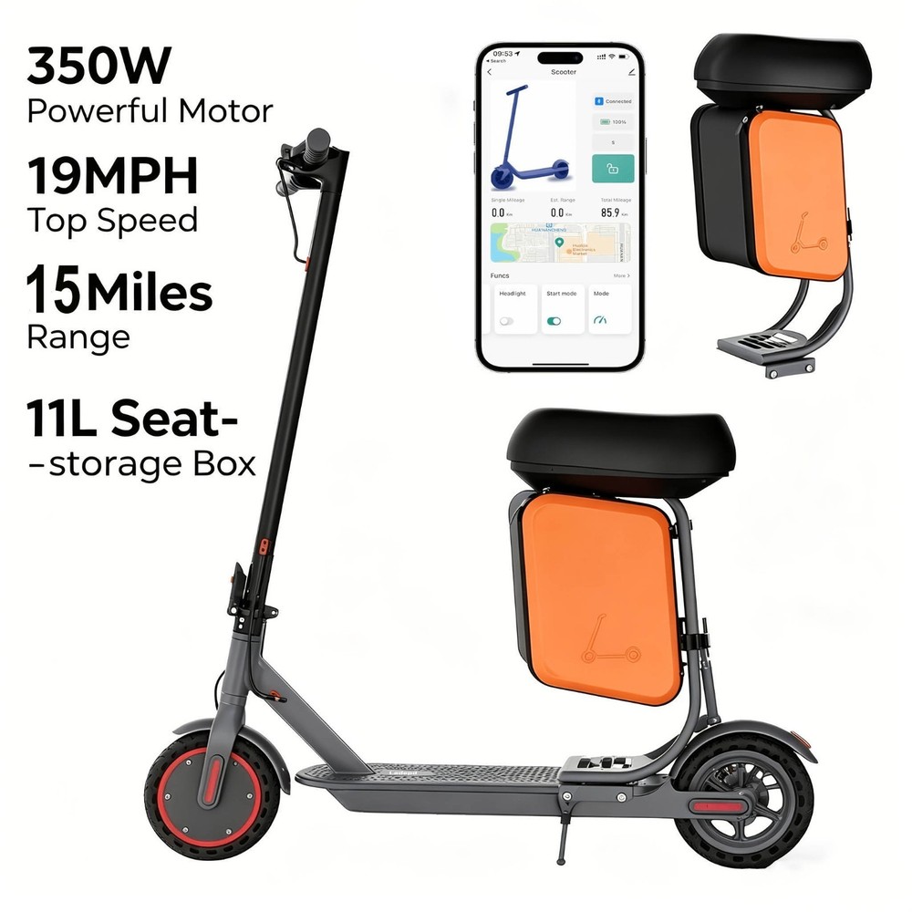 LADPED Adults Electric Scooter with Seat 8.5″ 19MPH Commuter E-Scooter 15Miles