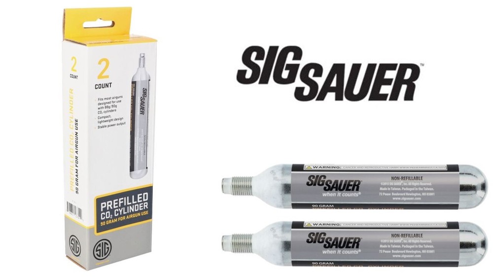Sig Sauer 90 Gram CO2 Cartridges 2 Count Prefilled Air Gun CO2 Cylinders AC-90-2