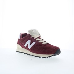 New Balance 574 U574RBK Mens Red Suede Lace Up Lifestyle Sneakers Shoes