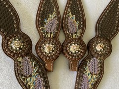 GORGEOUS Custom Crystal & Beaded Tack SET~HEADSTALL~BREAST COLLAR~HAND PAINTED