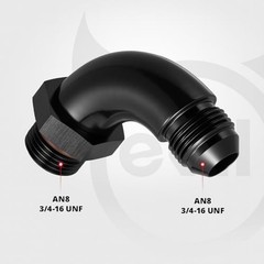 8AN Flare to 8AN ORB Male Full Flow Fitting Adapter 8AN to 8AN ORB 90 Degree