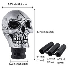 Small Shifter Knob, Skull Gear Grip Head with 3 Adapters Fit for Most Sliver