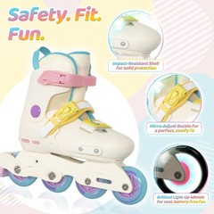 Nattork Inline Skates for Girls Kids Teens Boys Age 4-16, 4 Sizes Adjustable …