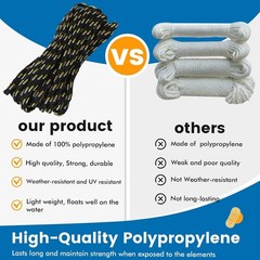High-Strength 1/4″ x 25 ft Polypropylene Rope – 95 lb Load – Weather Resistant