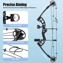 Compound Bow Recurve Bow w/ 12x Arrows Set Right Hand for Adult Hunting Training