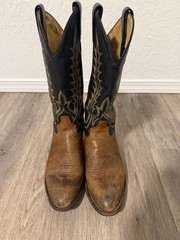 Tony Lama 1150 Men’s US 8 Western Cowboy Boots Brown Vamp Black Shaft