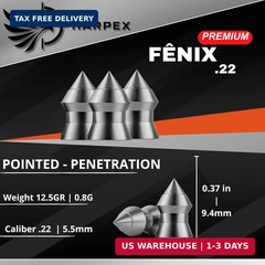 Harpex Fenix Premium .22 Caliber | .25 Caliber Airgun Pellets – Lightweight Prec