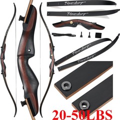 62″ Takedown Recurve Bow Longbow & Carbon Arrows Wooden Riser for Hunting Shoot