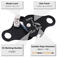 TRIWONDER Climbing Ascender Fall Protection Rope Grab Belay 2.8″ x 3″, Black