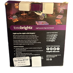 Brightz TossBrightz Cornhole LED Light Bean Bag Game Board Kit Purple NEW