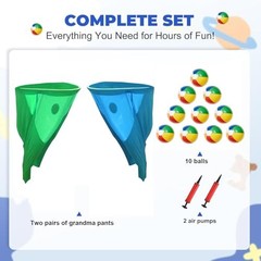 Granny Pants Yard Game, Outdoor Games for Adults, with 10 Inflatable blue+green