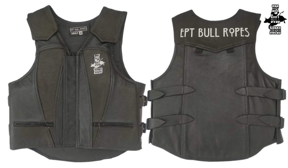 EPT Premium Leather Bull Riding Vest – Black Leather EPT Brand – Adult Sizes: Sm