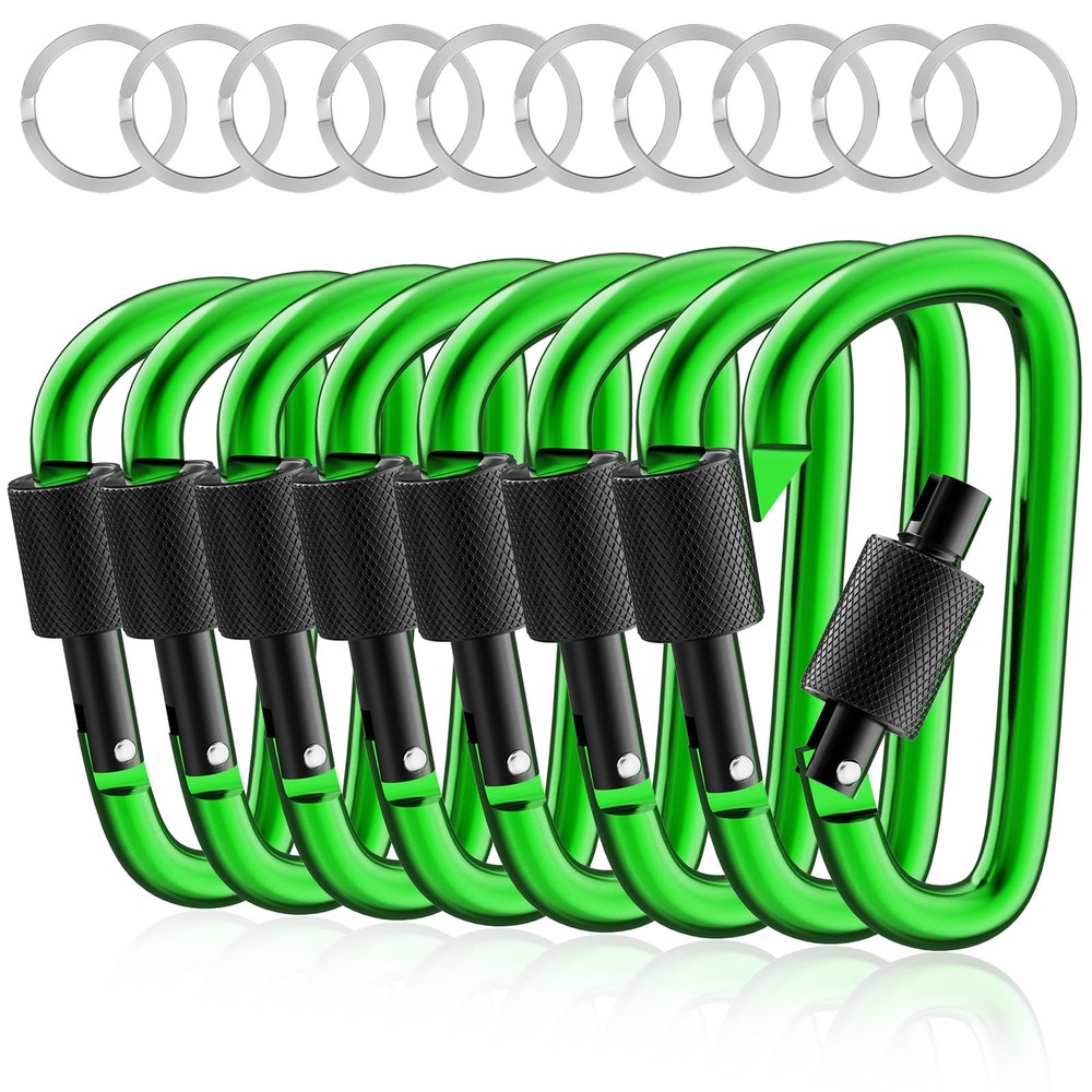 8 Pack 3In Locking Carabiners D Ring Clips Spring Snap Hook for Camping Fishing