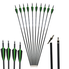12pcs Archery Carbon Arrows 30inch SP500 For Compound Recurve Bow Hunting Target