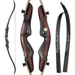 62″ Takedown Recurve Bow Longbow & Carbon Arrows Wooden Riser for Hunting Shoot