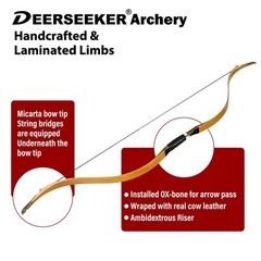 Deerseeker Archery 52″ Exotic Recurve Bow Traditional Longbow Laminated Ambid…