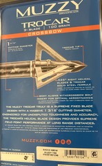 Muzzy Trocar 3 Blade 100 Grain Crossbow Archery Steel Broadhead 3 Pack