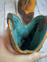 Ariat Ventek Wiggle Room Western Square Toe Boots Brown Turquoise Orange Kids 10