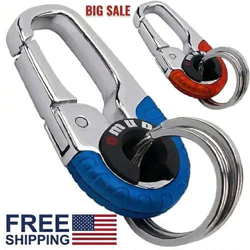 Stainless Steel Keychain Carabiner Hook Key Ring Clip Outdoor EDC