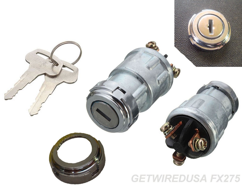UNIVERSAL IGNITION SWITCH LOCK FLUSH MOUNT 24-VOLT 2-KEY 3 POSITION ON OFF START